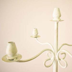 CANDELABRO FERRO 5 FUOCHI BOCCIOLONI CM.102 BIANCO