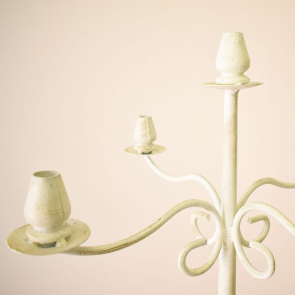 CANDELABRO FERRO 5 FUOCHI BOCCIOLONI CM.102 BIANCO CANDELABRO FERRO 5 FUOCHI BOCCIOLONI CM.102 BIANCO
