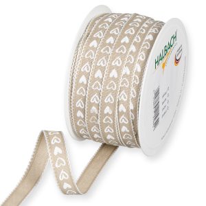 NASTRO -HEARTS- 15MM 25MT BEIGE/BIANCO