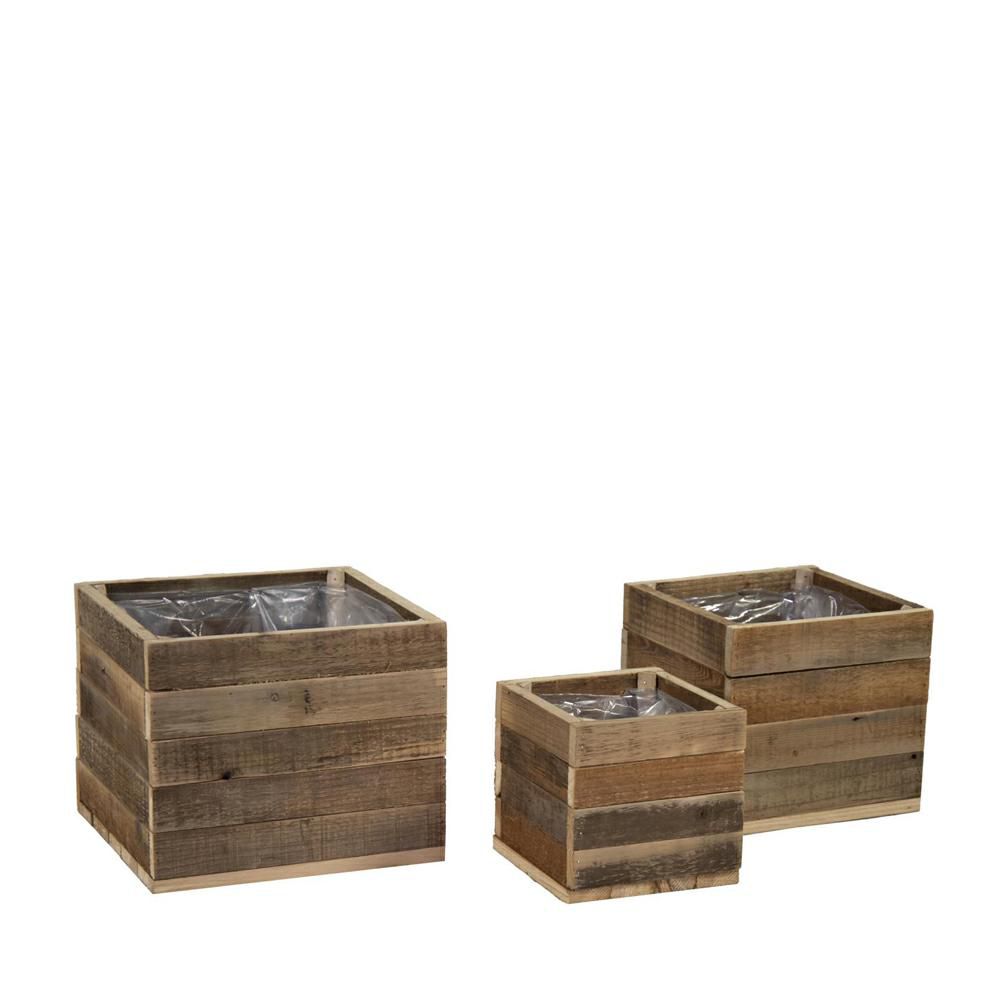 SET 2 SCATOLE LEGNO C/COPERCHIO 20-23X20-23 H.18-23 CM NATURALE - PuntoUno