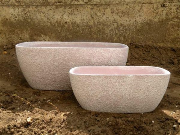 SET 4 FIORIERE CER.18X10X7 CM 25X13,5X10 CM -MATT/RAW-LILLA