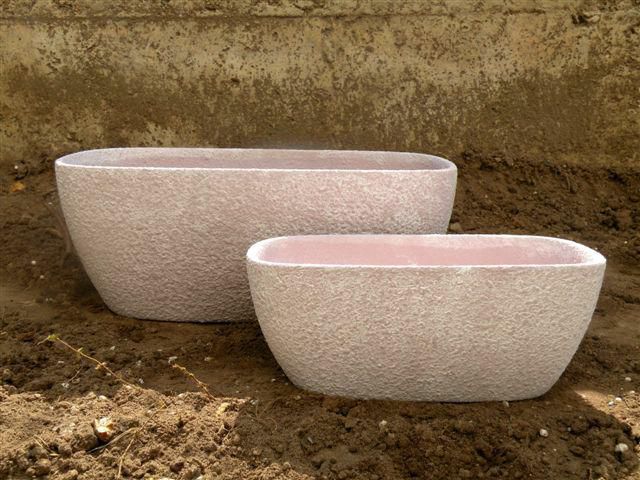 SET 4 FIORIERE CER.18X10X7 CM 25X13,5X10 CM -MATT/RAW-LILLA