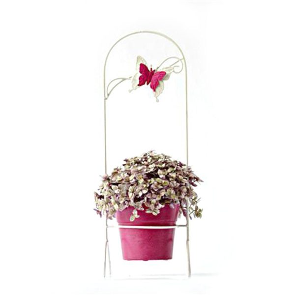 ARCO METALLO 14X14X40 CM C/VASO D.11 CM -BUTTERFLY- BIANCO