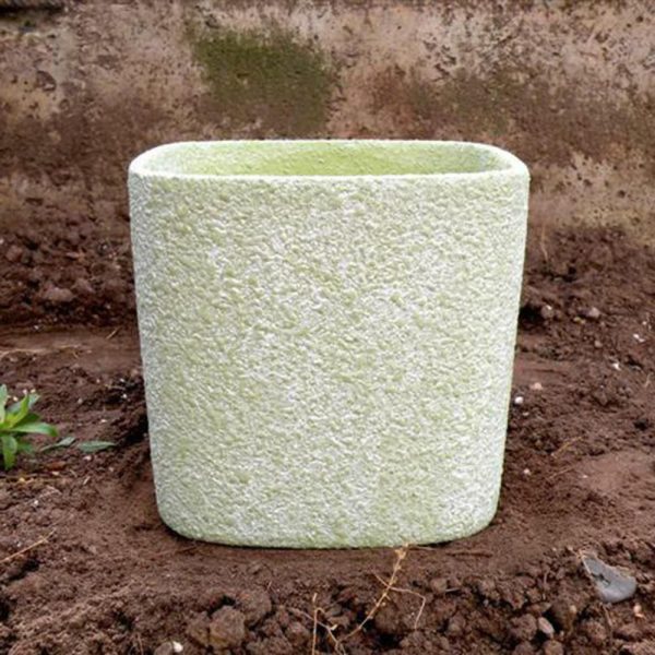 SET 2 VASI CERAMICA 14X14X12,5 CM -MATT/RAW- ASS.-F-VERDE CHIA