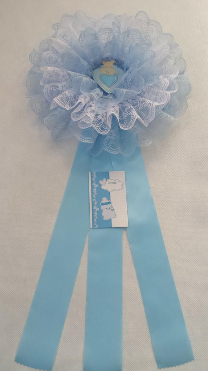 COCCARDA NASCITA H.55 CM BEBE AZZURRO