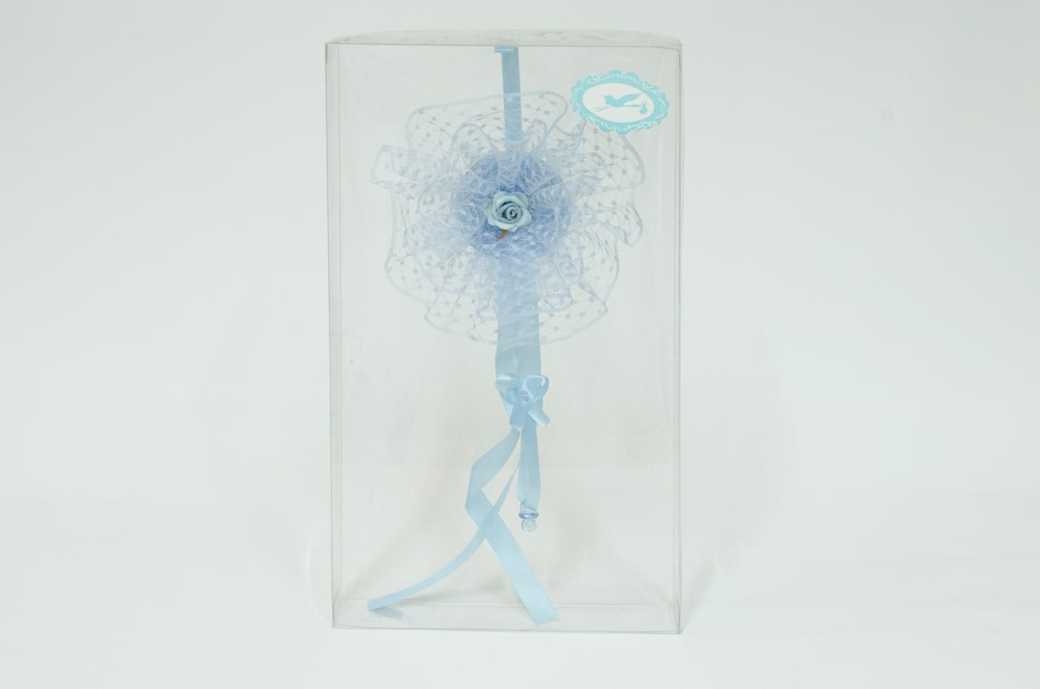 COCCARDA NASCITA H.35 CM POIS AZZURRO