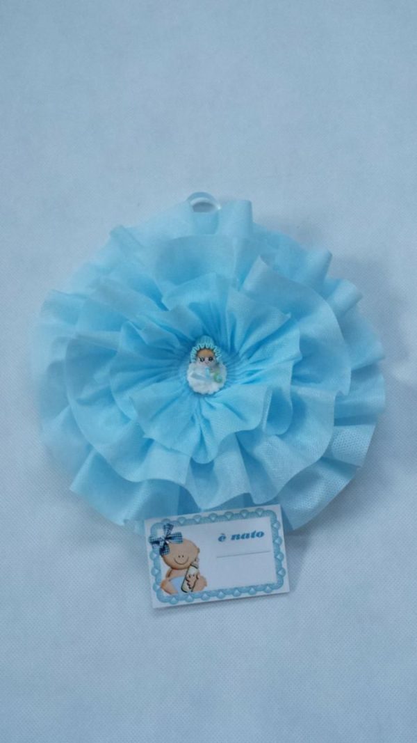 COCCARDA NASCITA TNT H.25 CM AZZURRO COCCARDA NASCITA TNT H.25 CM AZZURRO