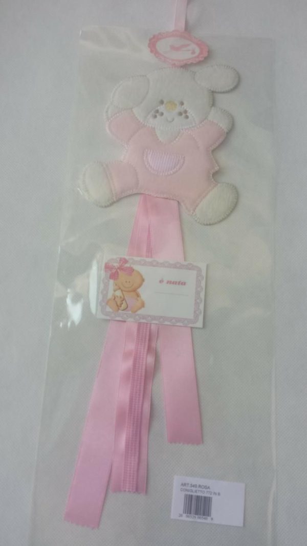 COCCARDA NASCITA H.50 CM CONIGLIETTO ROSA COCCARDA NASCITA H.50 CM CONIGLIETTO ROSA