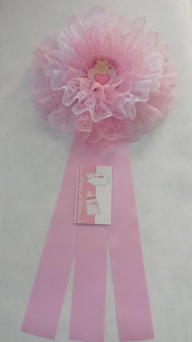 COCCARDA NASCITA H.55 CM BEBE ROSA