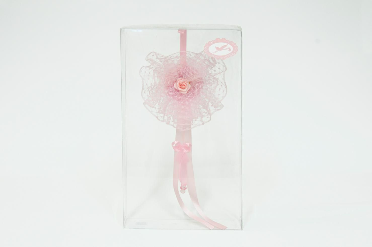 COCCARDA NASCITA H.35 CM POIS ROSA