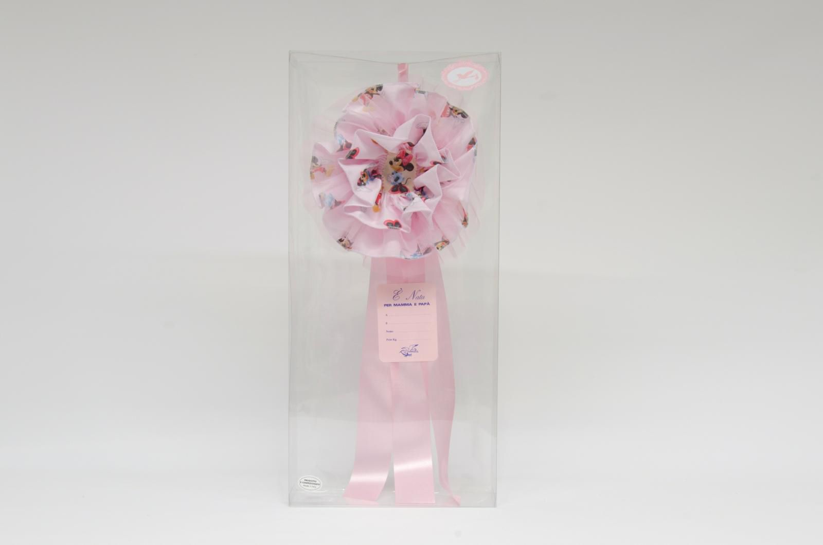 COCCARDA NASCITA H.55 CM TOPOLINO ROSA