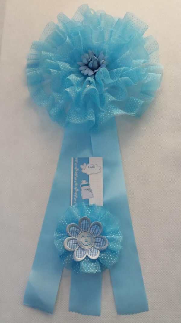 COCCARDA NASCITA H.55 CM POIS AZZURRO COCCARDA NASCITA H.55 CM POIS AZZURRO