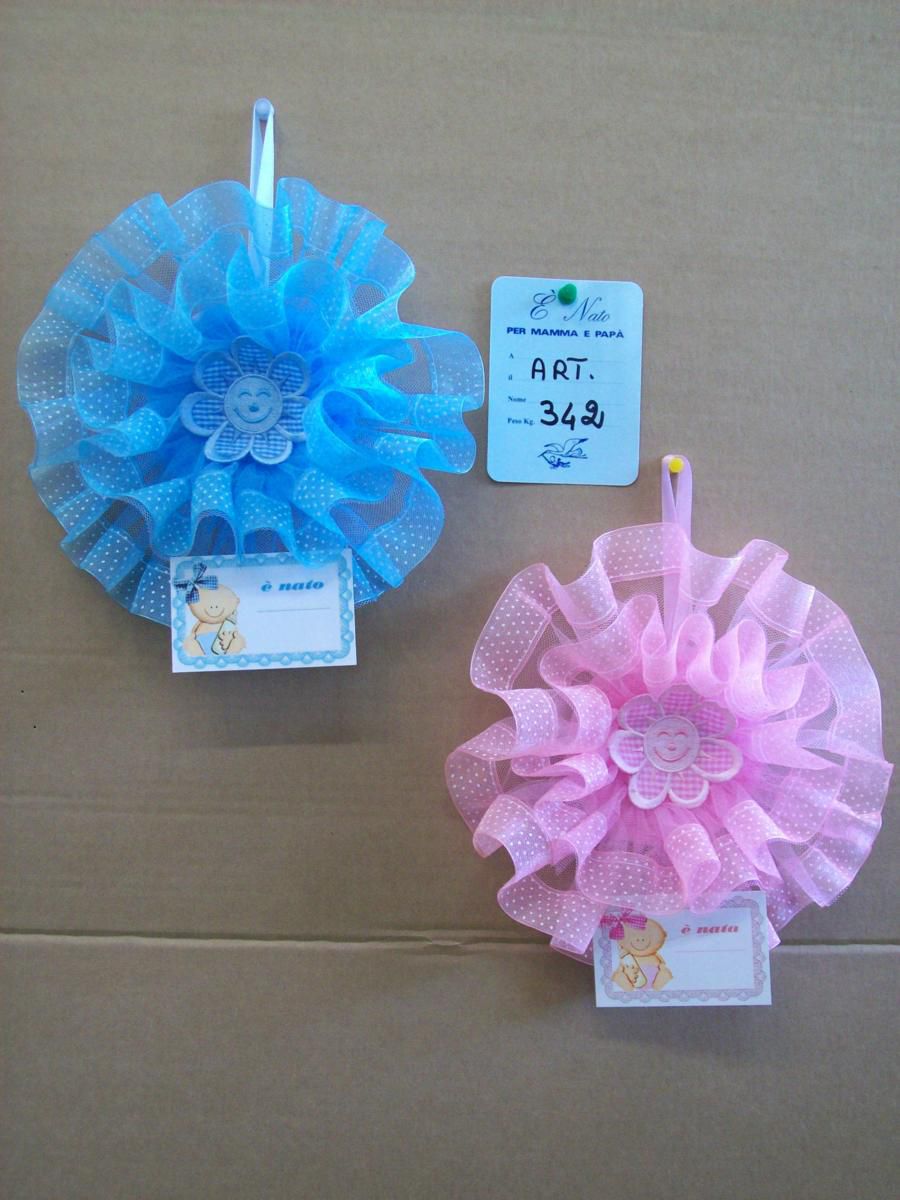 COCCARDA NASCITA H.25 CM POIS AZZURRO
