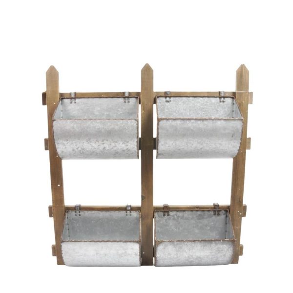 SET 4 CONTENITORI ZINCOD/PARETE C/SUP.LEGNO 65X12X65 NAT. DS SET 4 CONTENITORI ZINCOD/PARETE C/SUP.LEGNO 65X12X65 NAT. DS