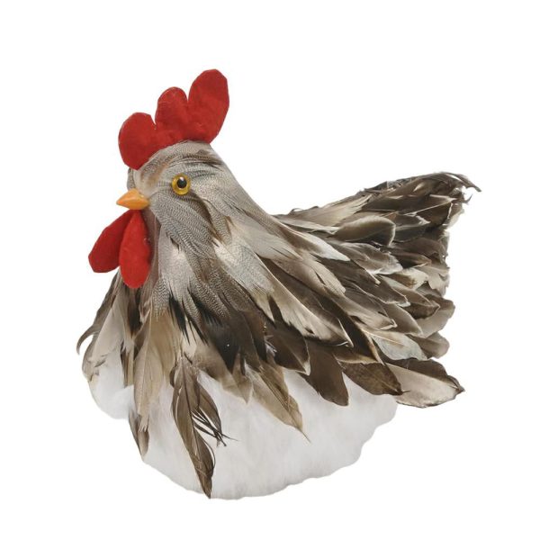 GALLINA C/PIUME 38X28 H32CM SEDUTA MARRONE/BIANCO DS GALLINA C/PIUME 38X28 H32CM SEDUTA MARRONE/BIANCO DS