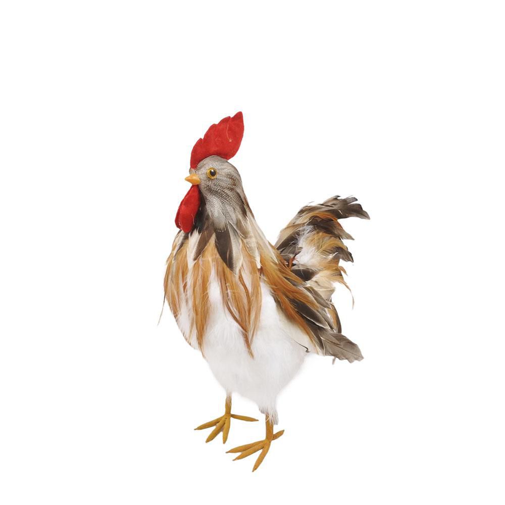 GALLO C/PIUME 33X18 CM H.40 CM BIANCO/BEIGE GALLO C/PIUME 33X18 CM H.40 CM BIANCO/BEIGE