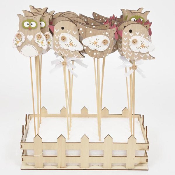 SET 24 GUFO/GALLINA/PULCINO LEGNO S/PICK NATURALE DS SET 24 GUFO/GALLINA/PULCINO LEGNO S/PICK NATURALE DS
