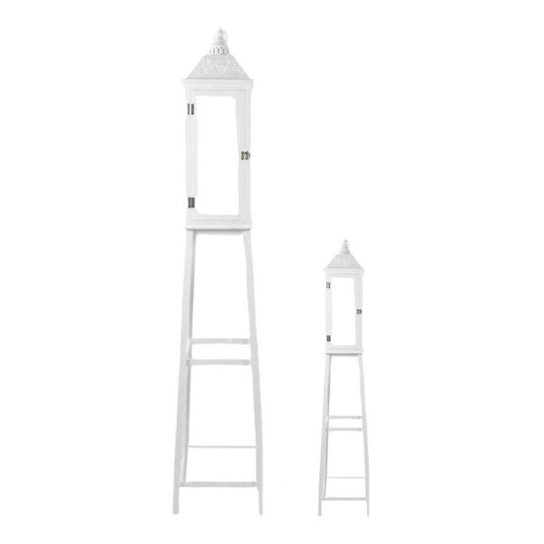 SET 2 LANTERNE LEGNO H.165-102 CM BIANCO SET 2 LANTERNE LEGNO H.165-102 CM BIANCO
