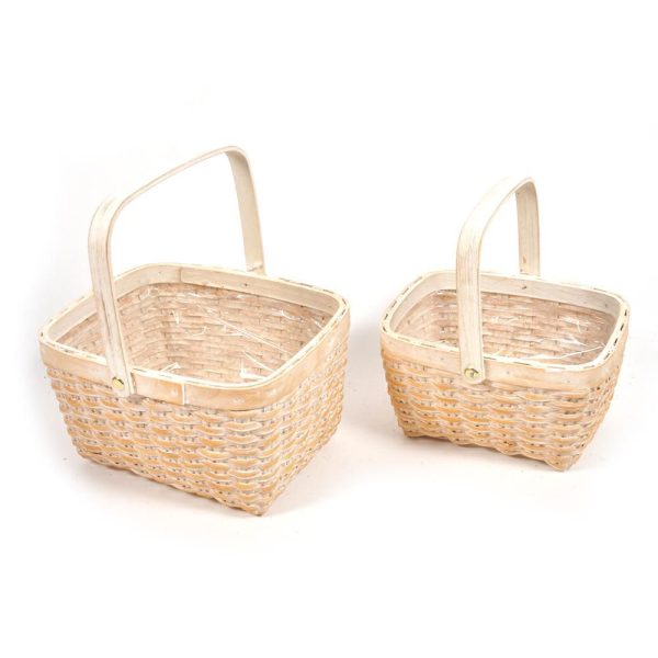 SET 2 CESTI VIMINI C/MANICI 16,5X12-19X15 CM H.18-21 CM NATURALE SET 2 CESTI VIMINI C/MANICI 16,5X12-19X15 CM H.18-21 CM NATURALE