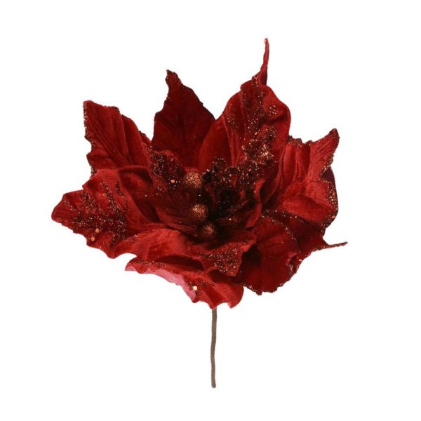 FIORE POINSETTIA VELLUTO PICKCM.44 C/GLITTER ROSSO FIORE POINSETTIA VELLUTO PICKCM.44 C/GLITTER ROSSO