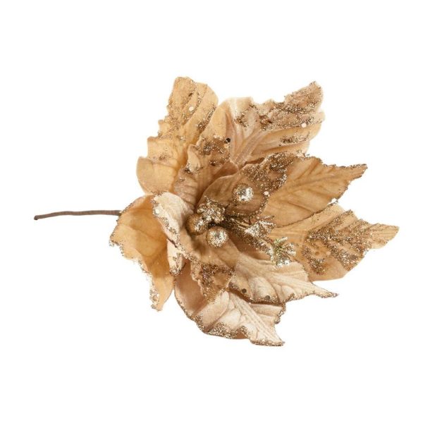 FIORE POINSETTIA VELLUTO PICKCM.44 C/GLITTER CHAMPAGNE FIORE POINSETTIA VELLUTO PICKCM.44 C/GLITTER CHAMPAGNE