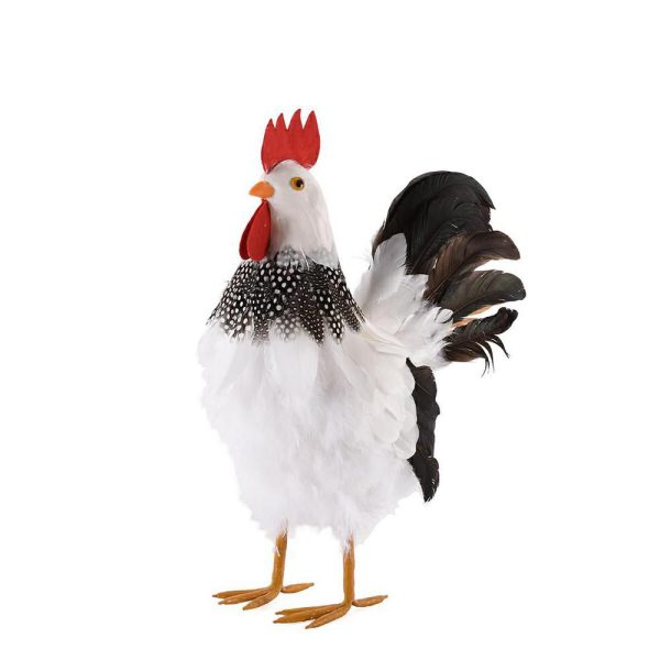 GALL0 C/PIUME 30X17 CM H.40 CM BIANCO/NERO GALL0 C/PIUME 30X17 CM H.40 CM BIANCO/NERO