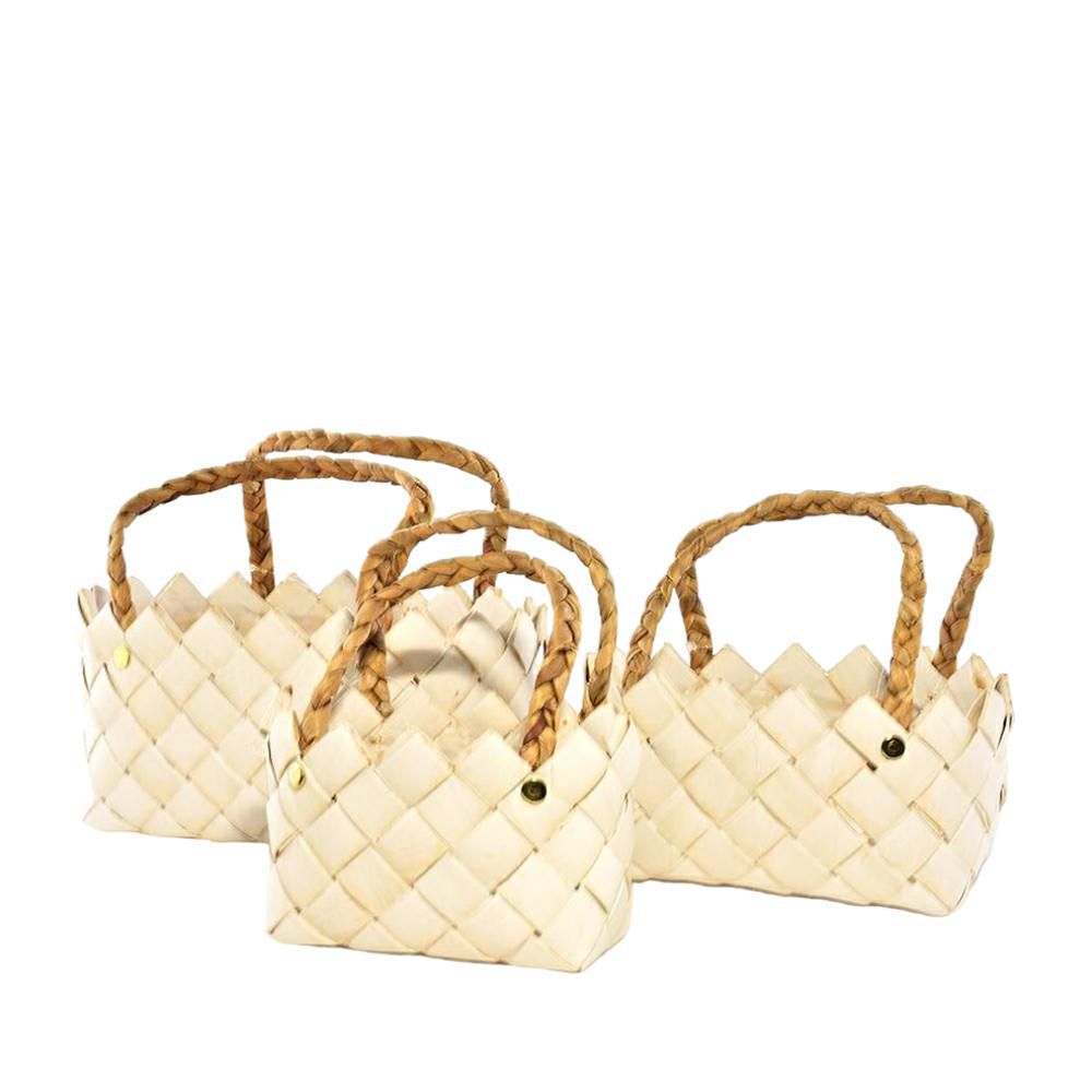 SET 3 CESTI VIMINI C/MANICI 25X15-18X13-14X10 H.10-9-8 CM BIANCO SET 3 CESTI VIMINI C/MANICI 25X15-18X13-14X10 H.10-9-8 CM BIANCO