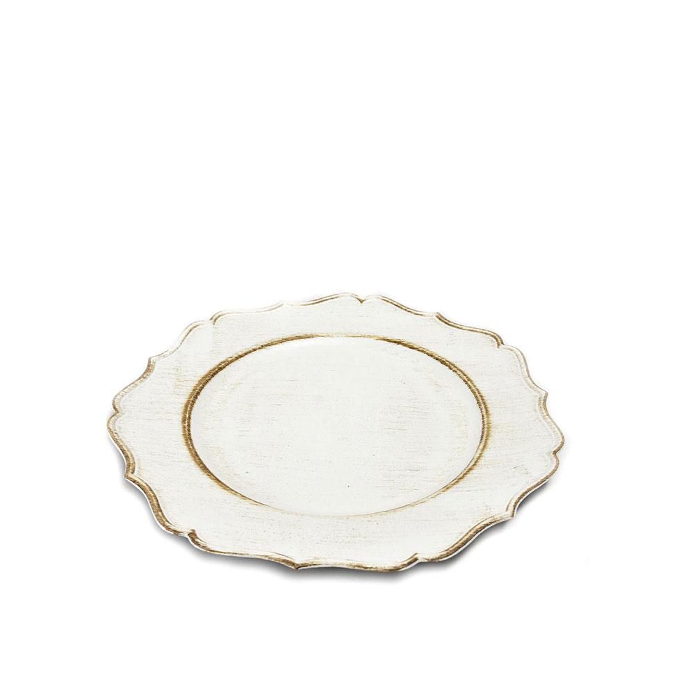PIATTO POLIRESINA D.33 CM BIANCO BORDO ORO