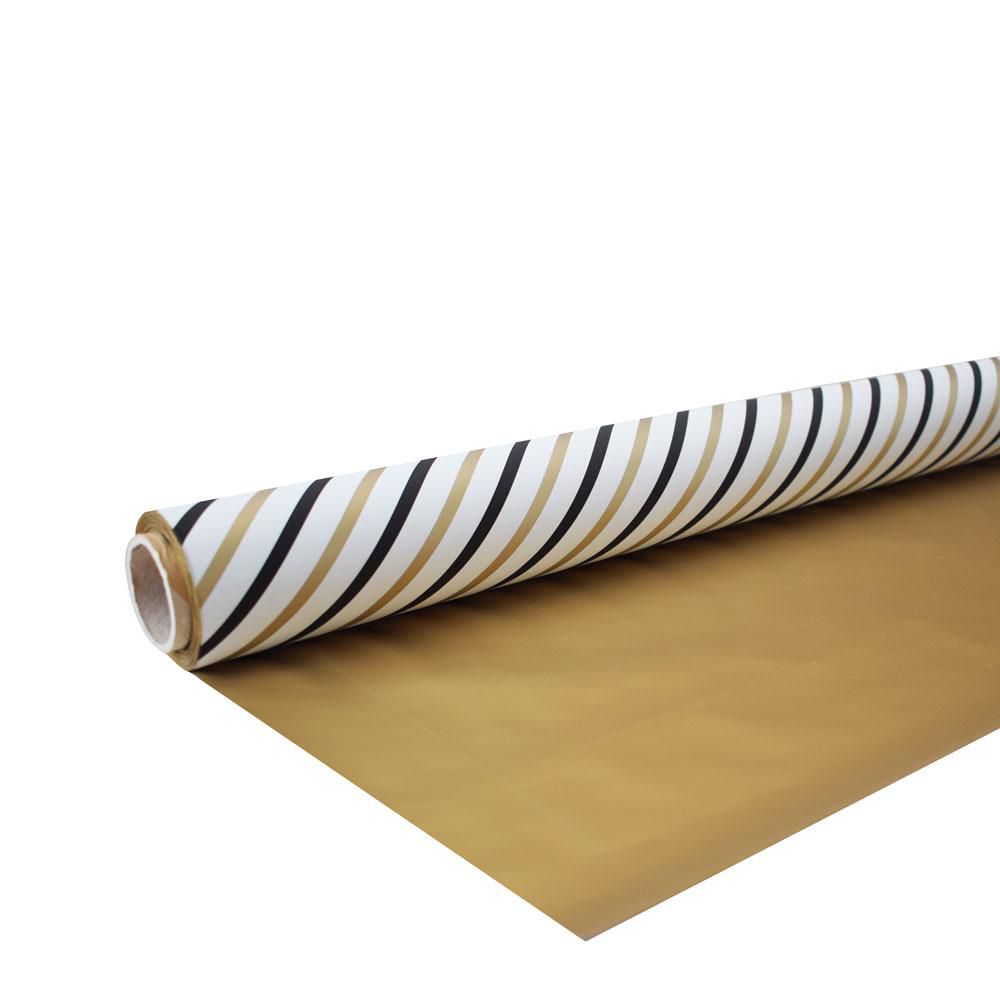 BOBINA PPL -RIGHE- CM 100X25 MT BIANCO/ORO BOBINA PPL -RIGHE- CM 100X25 MT BIANCO/ORO