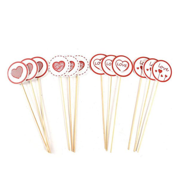 SET 12 PICK CUORI LEGNOD.6 CM H.25 CM NATURALE/BIANCO/ROSSO SET 12 PICK CUORI LEGNOD.6 CM H.25 CM NATURALE/BIANCO/ROSSO