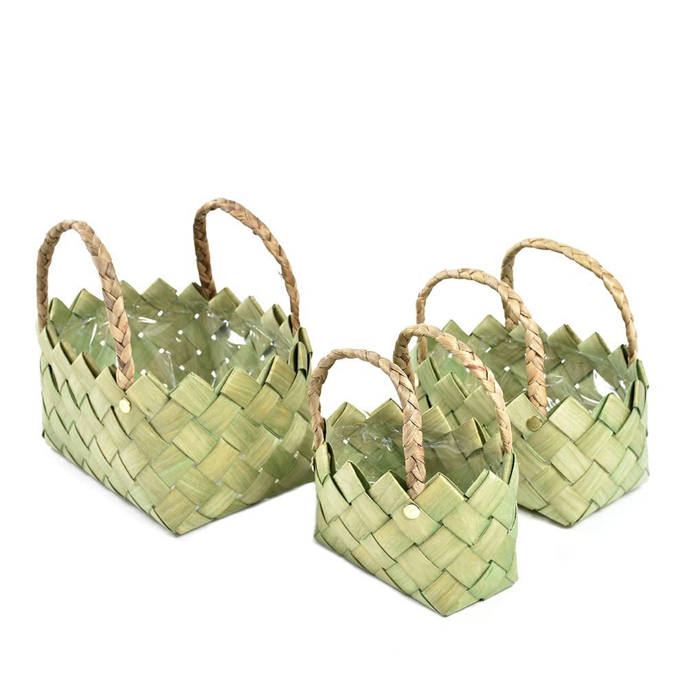 SET 3 CESTI VIMINI C/MANICI 25X15-18X13-14X10 H.10-9-8 CM VERDE SET 3 CESTI VIMINI C/MANICI 25X15-18X13-14X10 H.10-9-8 CM VERDE