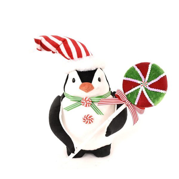 PINGUINO TESSUTO 28X21 CM H.33 CM BIANCO/NERO/VERDE/ROSSO