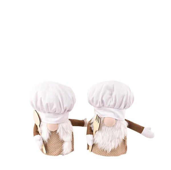 SET 2 CUOCHI LEGNO H.19CM NATURALE/BIANCO