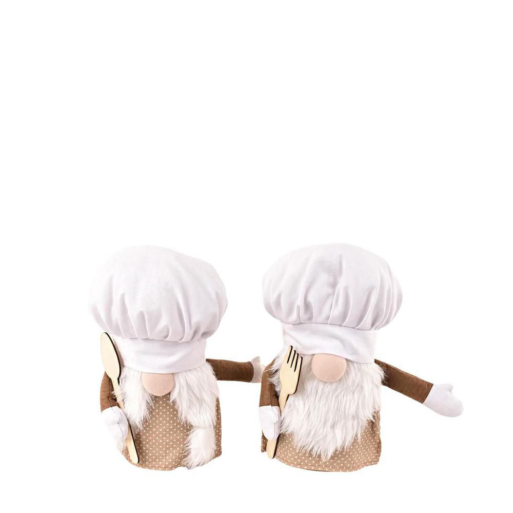 SET 2 CUOCHI LEGNO H.19CM NATURALE/BIANCO