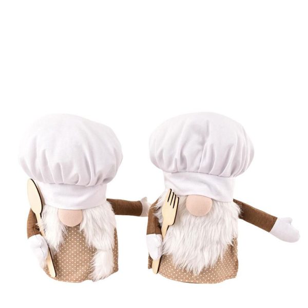 SET 2 CUOCHI LEGNO H.29CM NATURALE/BIANCO