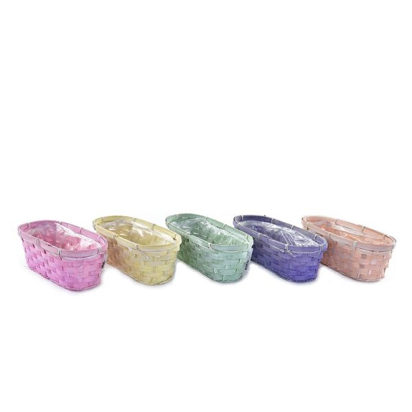 SET 5 CESTI VIMINI 30X12 CM H.10 ROSA/GIALLO/VERDE/VIOLA/NATURAL SET 5 CESTI VIMINI 30X12 CM H.10 ROSA/GIALLO/VERDE/VIOLA/NATURAL