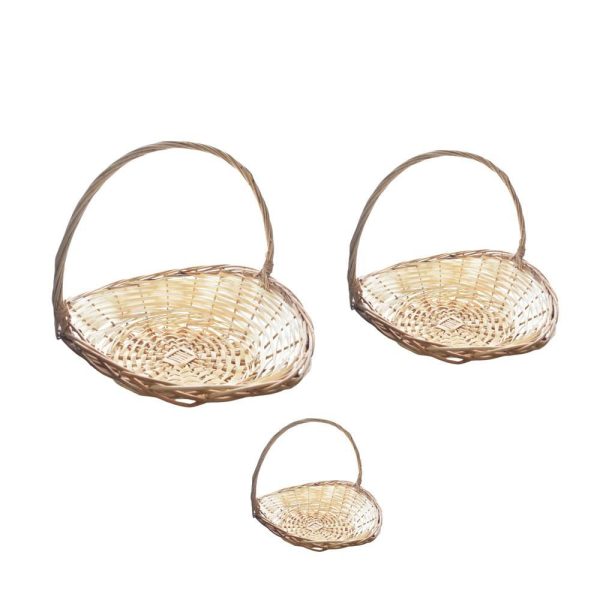 SET 3 CESTI VIMINI C/MANICI BIANCO SET 3 CESTI VIMINI C/MANICI BIANCO
