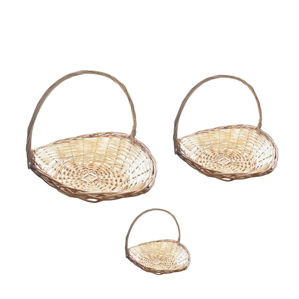 SET 3 CESTI VIMINI C/MANICI BIANCO SET 3 CESTI VIMINI C/MANICI BIANCO