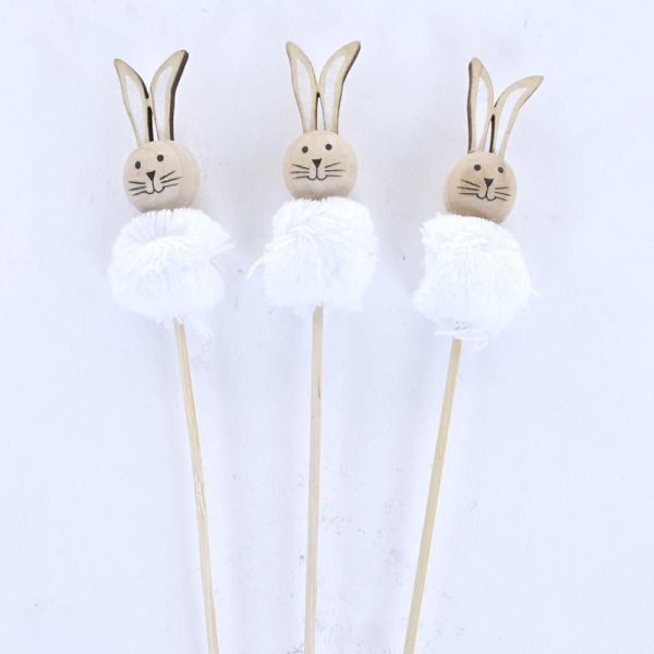 SET 12 PICK CONIGLIO LEGNO/STOFFA H.35 CM NATURALE/BIANCO SET 12 PICK CONIGLIO LEGNO/STOFFA H.35 CM NATURALE/BIANCO