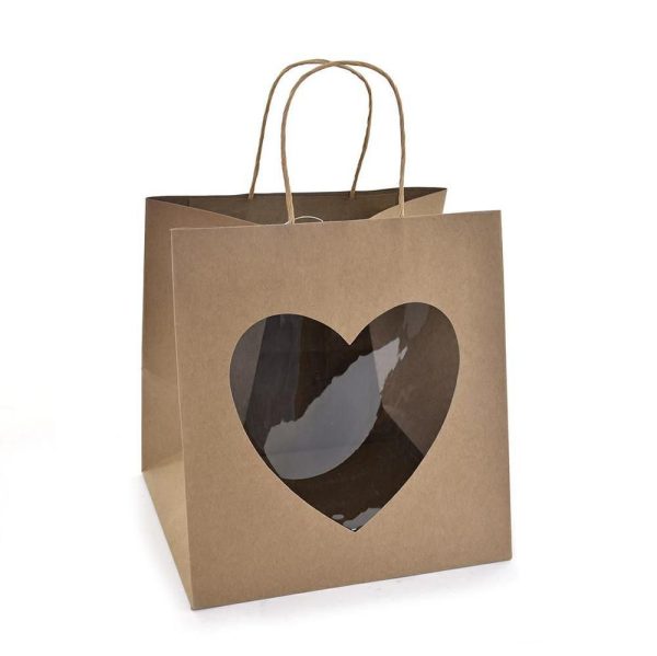 SET 12 SHOPPERS CARTA C/CUORE 23X21 CM H.24,5 CM NATURALE SET 12 SHOPPERS CARTA C/CUORE 23X21 CM H.24,5 CM NATURALE