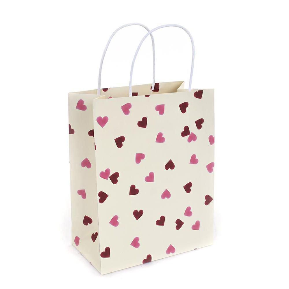 SET 12 SHOPPERS CARTA C/CUORI H.25 CM BIANCO/FUXIA