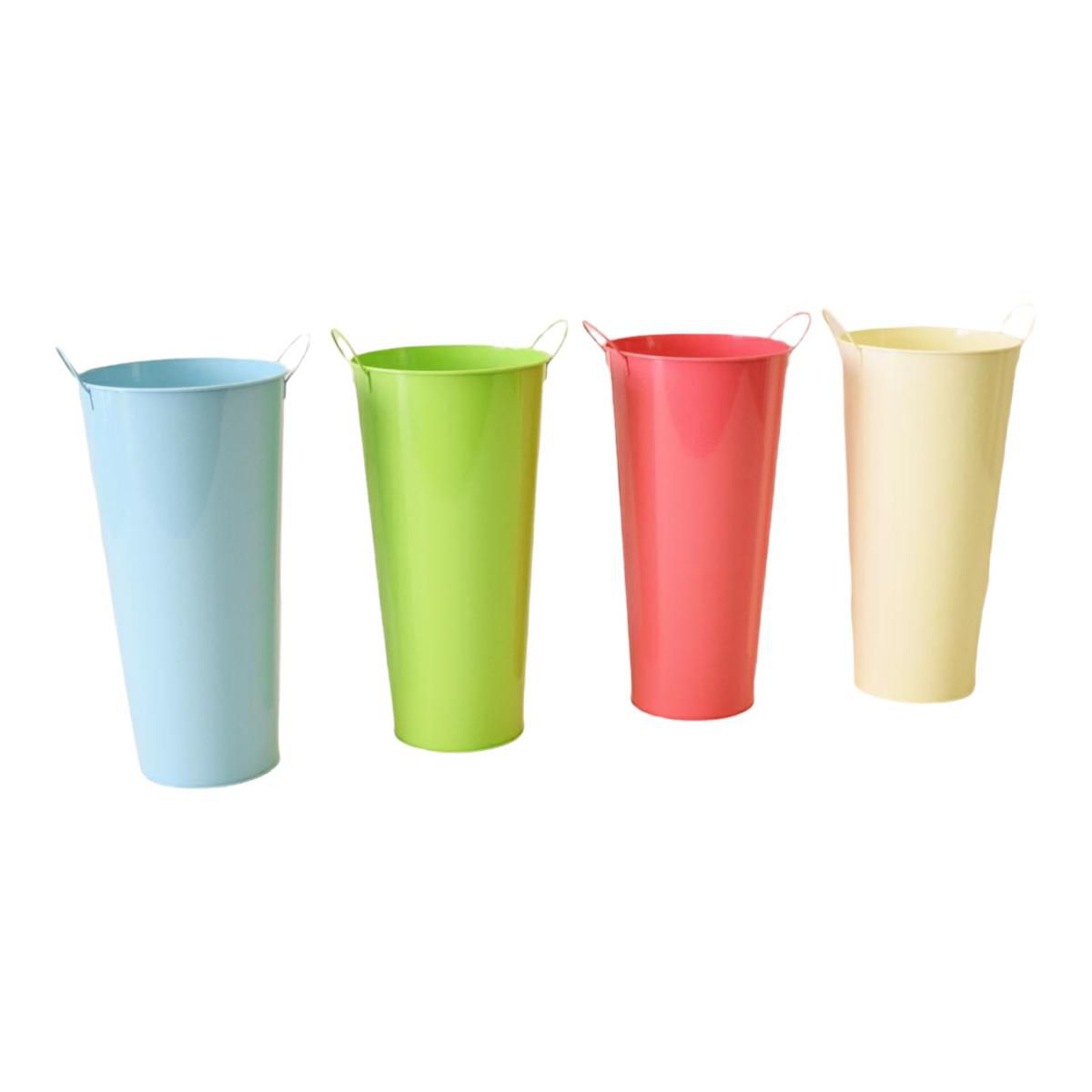 SET 4 VASI LATTA ALTI 21X40X14 CM GLLO/VDE/ROSA/AZZ.