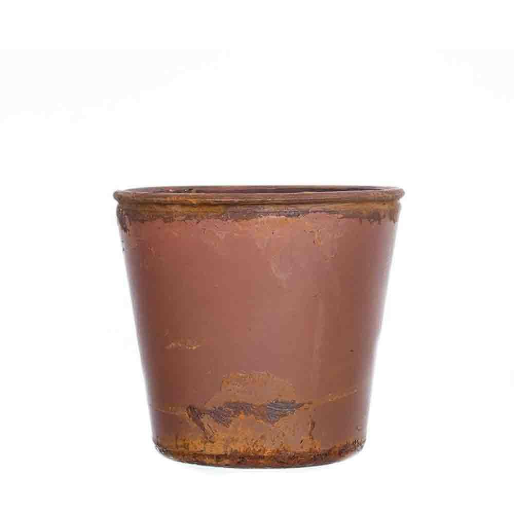 VASO VETRO D.13 CM H.12CM TERRACOTTA VASO VETRO D.13 CM H.12CM TERRACOTTA