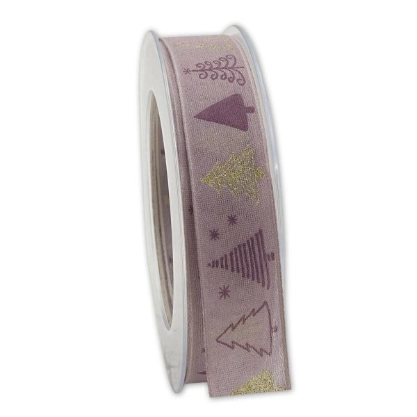 NASTRO TESSUTO -WINTERABEND- 25MM 20MT ROSA ANTICO/ORO