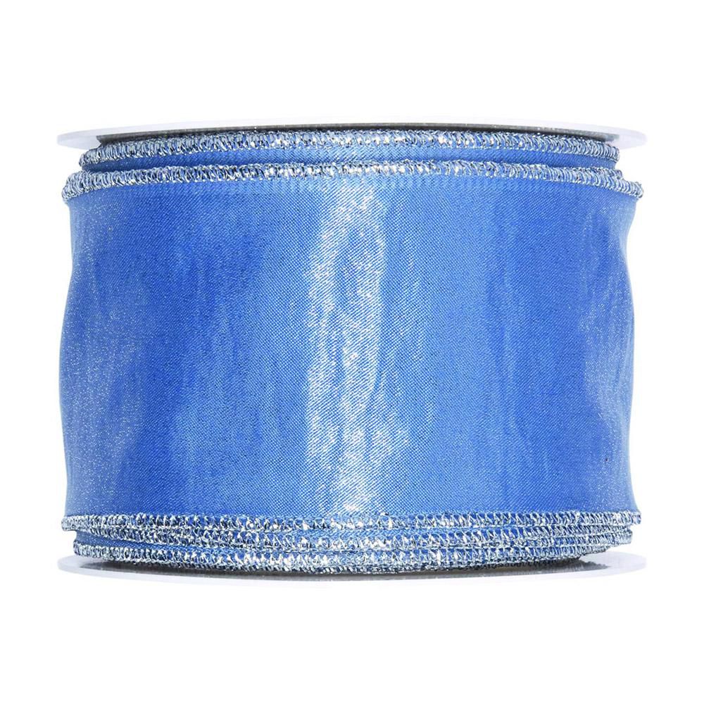 NASTRO SATIN ART.2680 50MM 10MT AZZURRO/ARGENTO