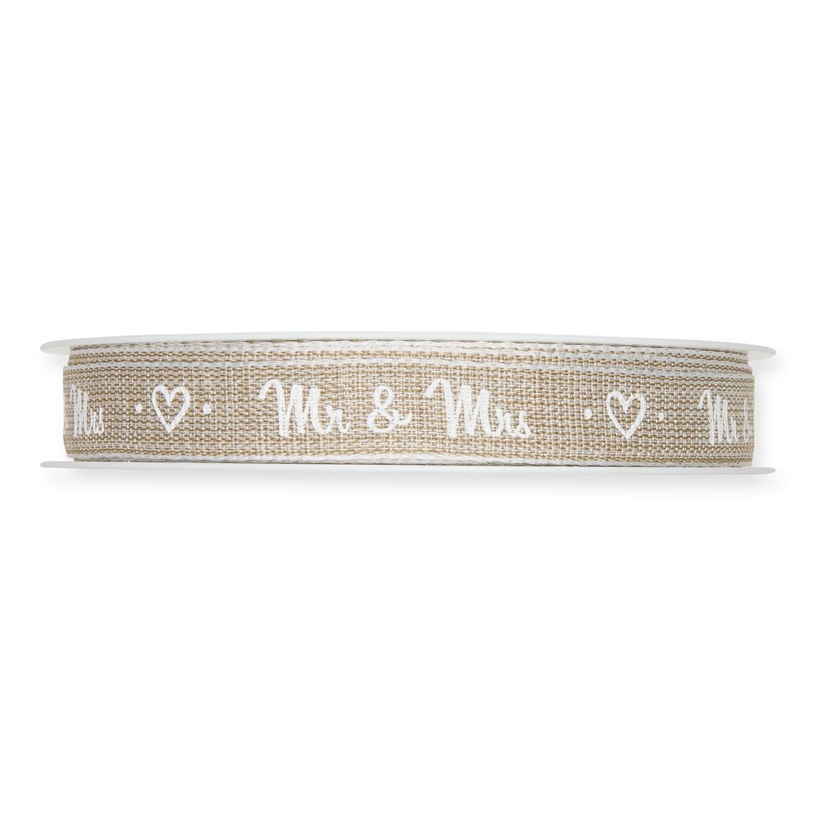 NASTRO -MR & MRS- 15MM 20MT NOCCIOLA/BIANCO