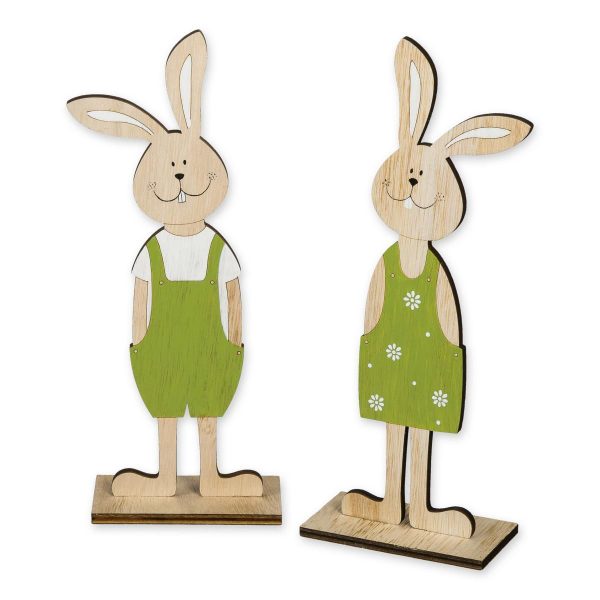 CONIGLIO LEGNO C/BASE H.29 CM VERDE/NATURALE CONIGLIO LEGNO C/BASE H.29 CM VERDE/NATURALE