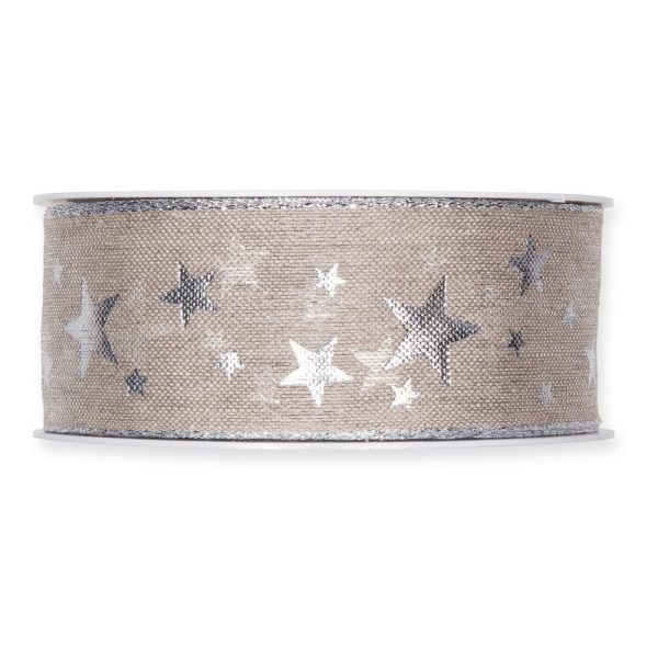 NASTRO ART.698 C/STELLE40MM 15MT BEIGE/ARGENTO NASTRO ART.698 C/STELLE40MM 15MT BEIGE/ARGENTO