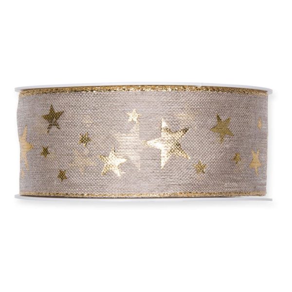 NASTRO ART.698 C/STELLE40MM 15MT BEIGE/ORO NASTRO ART.698 C/STELLE40MM 15MT BEIGE/ORO