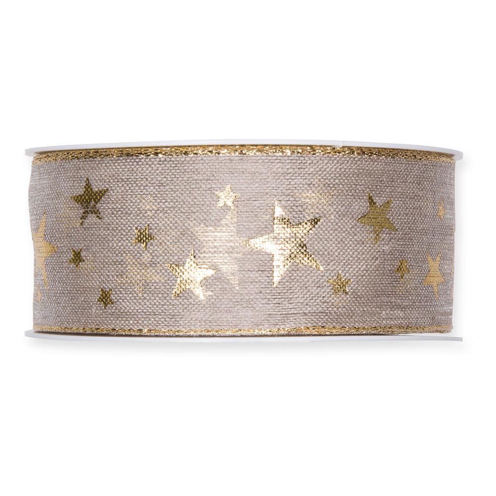 NASTRO ART.698 C/STELLE40MM 15MT BEIGE/ORO NASTRO ART.698 C/STELLE40MM 15MT BEIGE/ORO